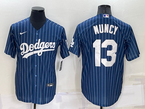 Men's Los Angeles Dodgers #13 Max Muncy Navy Cool Base Stitched Baseball Jersey